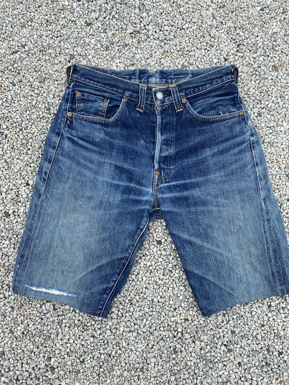 Levi's Vintage Clothing × Vintage Vintage Thrashed Levi’s 201 Big E Selvedge LVC Button 555 Size US 30 / EU 46 - 1 Thumbnail