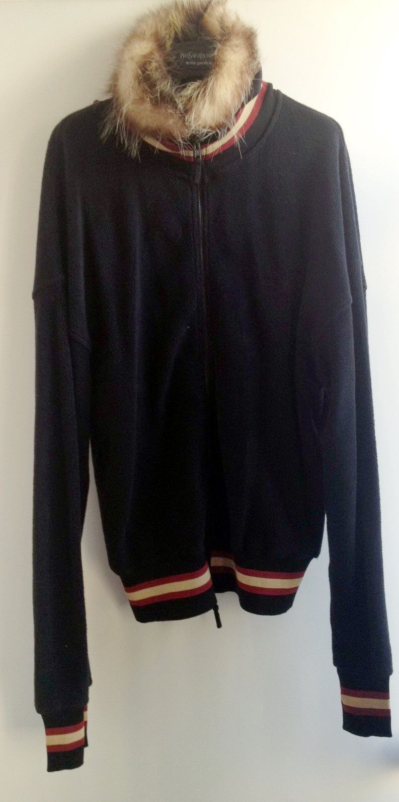 JEAN PAUL GAULTIER HOMME ARCHIVE BLACK FLEECE BOMBER JACKET WITH