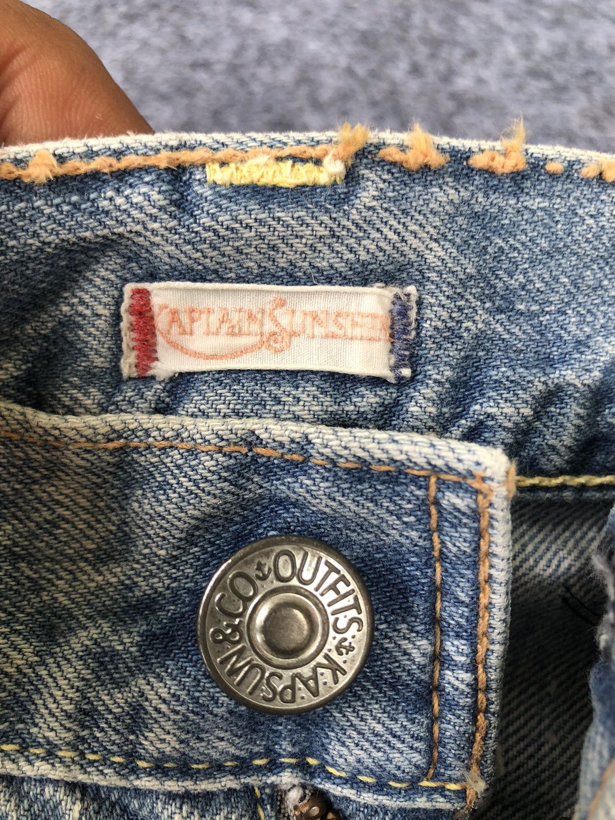 Kaptain Sunshine Vintage 90s🔥KAPTAIN SUNSHINE🔥Distressed Light Wash Denim Size US 29 - 17 Thumbnail