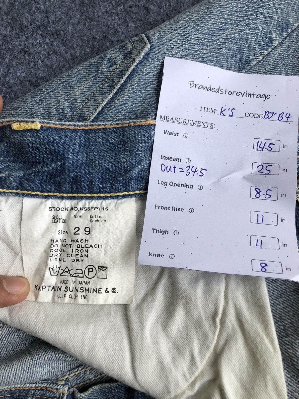 Kaptain Sunshine Vintage 90s🔥KAPTAIN SUNSHINE🔥Distressed Light Wash Denim Size US 29 - 23 Thumbnail