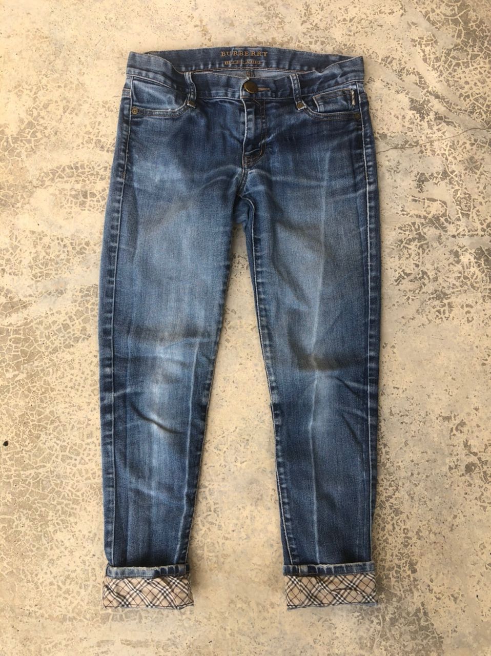 BURBERRY LONDON BLUE LABEL DISTRESSED SKINNY JEANS