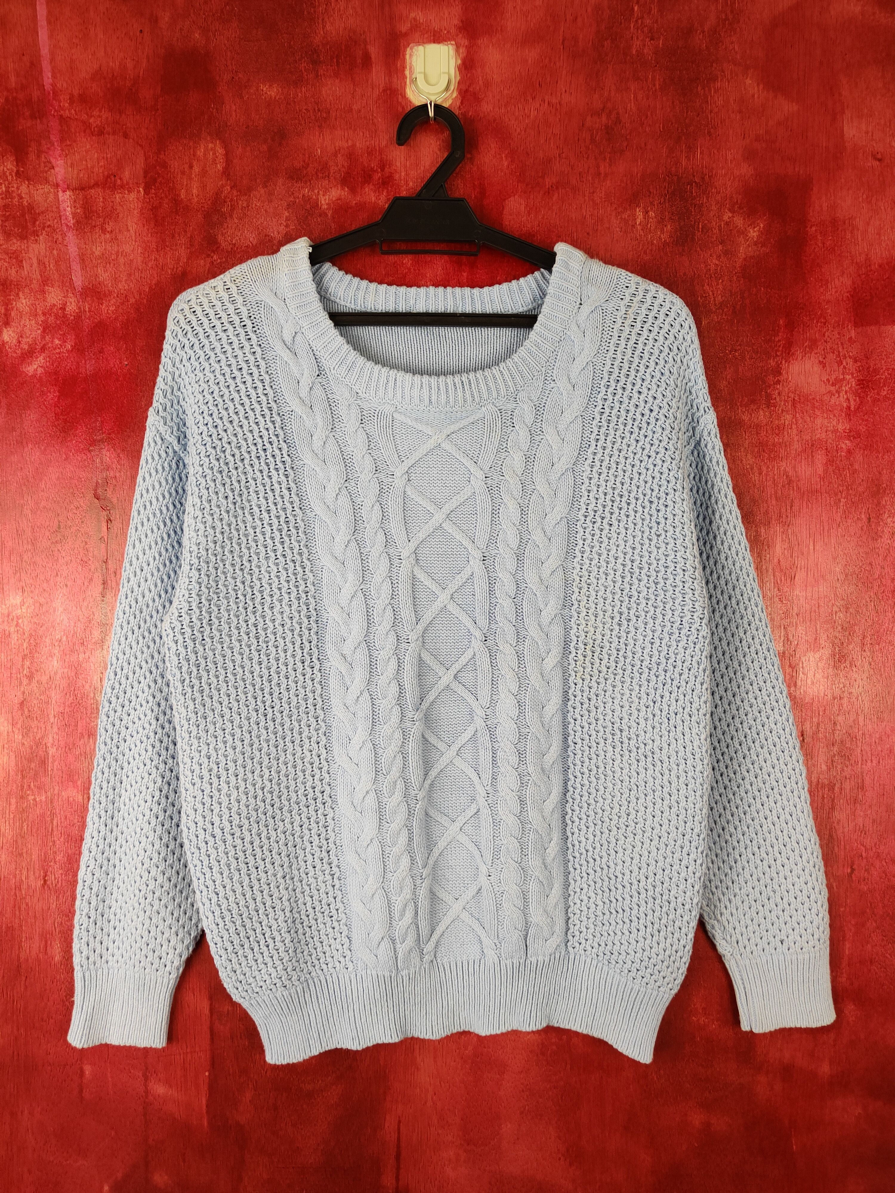 image of Homespun Knitwear Gu Light Blue Shag Shaggy Fur Mohair Knitwear S375, Men's (Size Medium)
