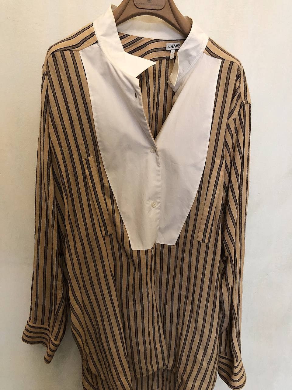 image of Loewe Beige Striped Shirtdress in Cream, Men's (Size Small)