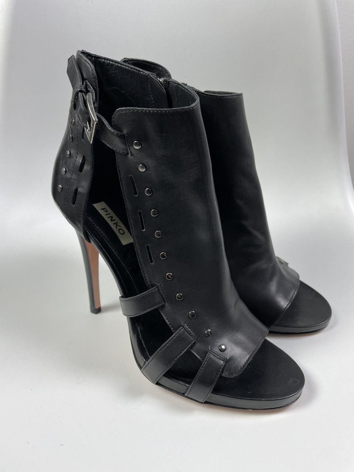 image of Pinko Leather Heel Shoes Boots in Black, Women's (Size 10)