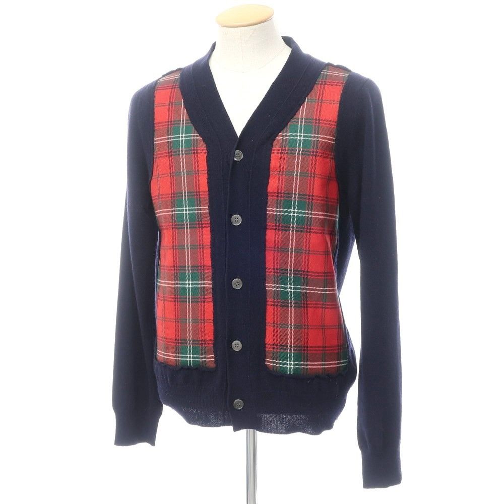 Sweaters & Knitwear Navy Check Switch Wool Cardigan