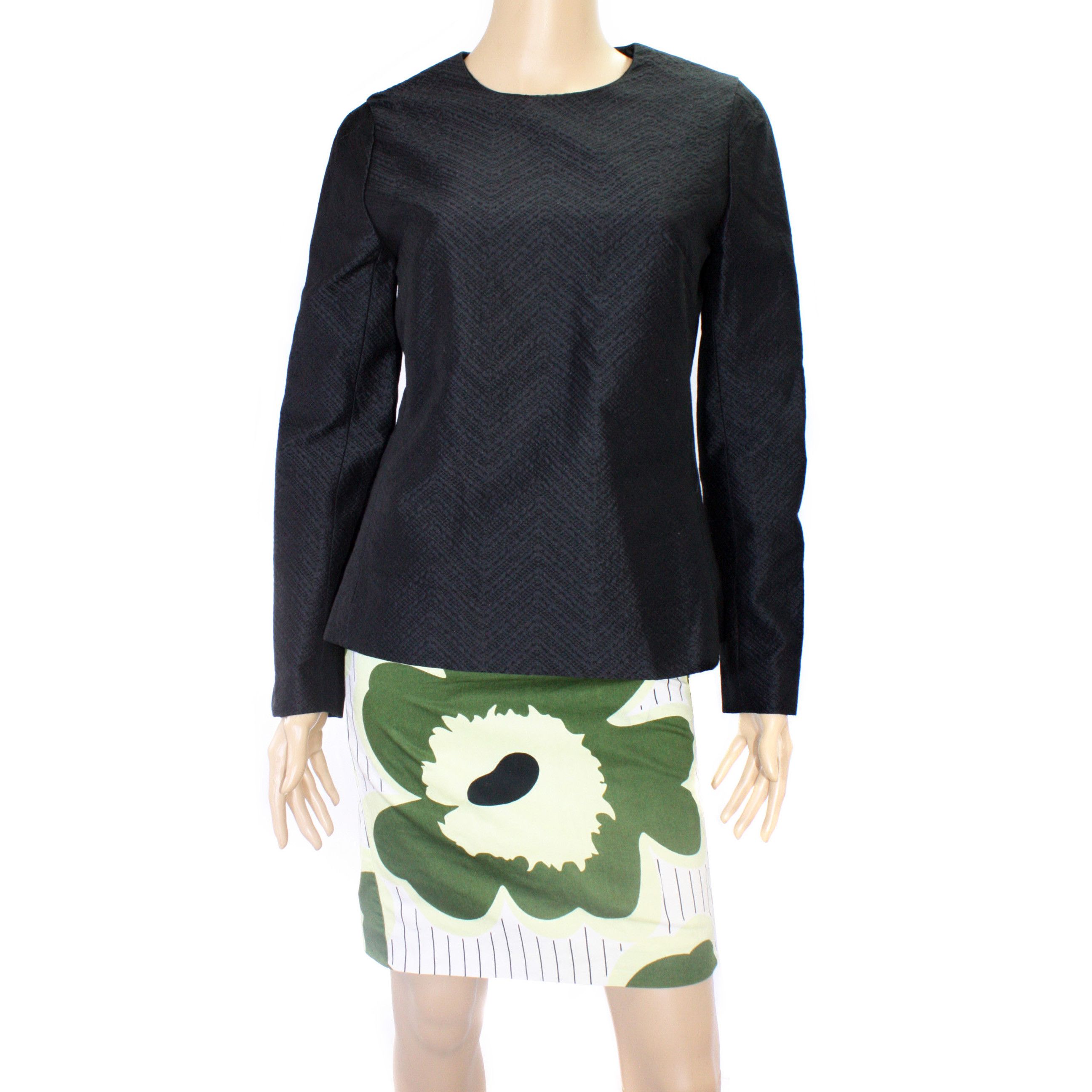 Dries van Noten Black Jacquard Textured Top