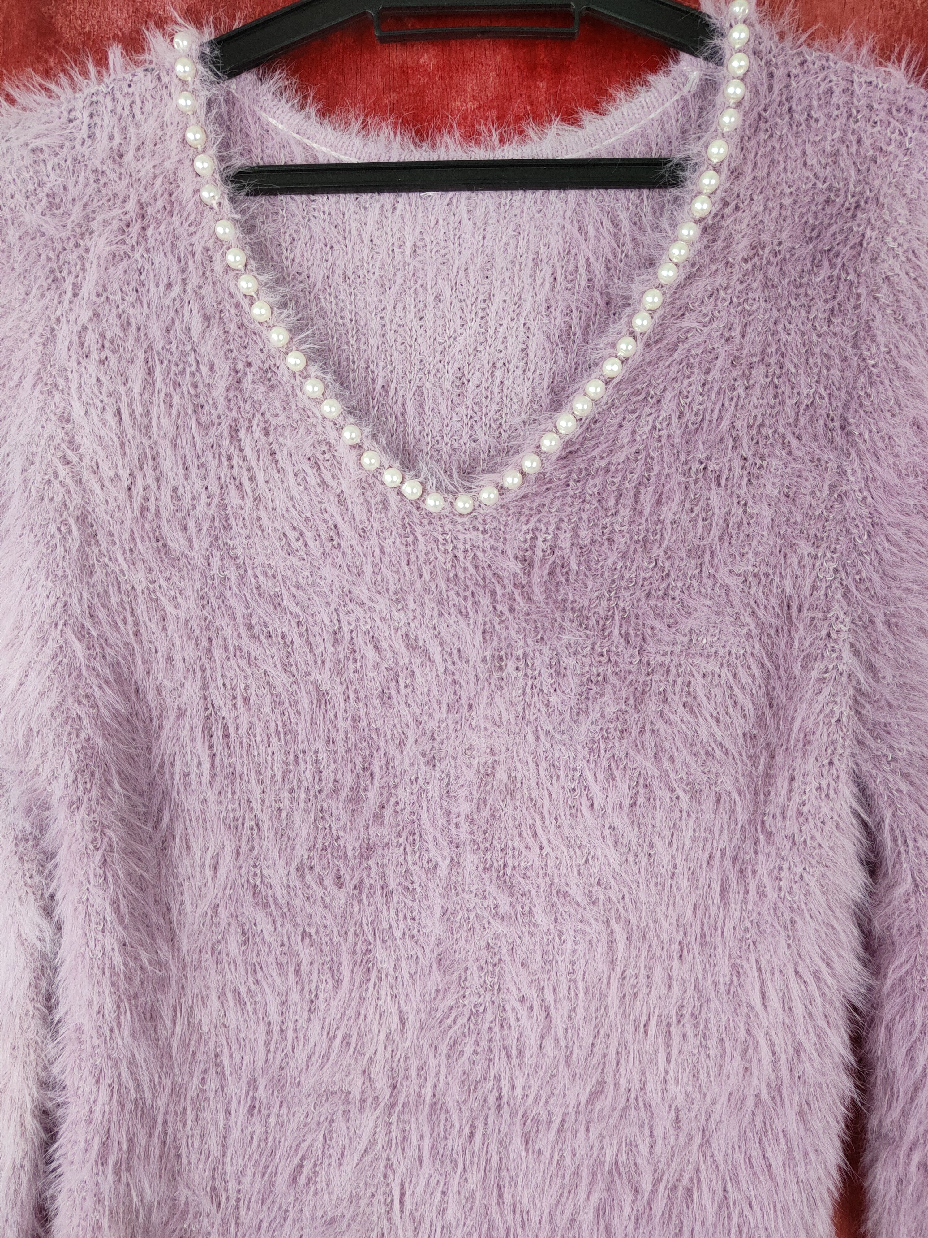 Homespun Knitwear × Japanese Brand Persodea Purple Shag Shaggy Fur Mohair Knitwear #S367 Size M / US 6-8 / IT 42-44 - 2 Thumbnail