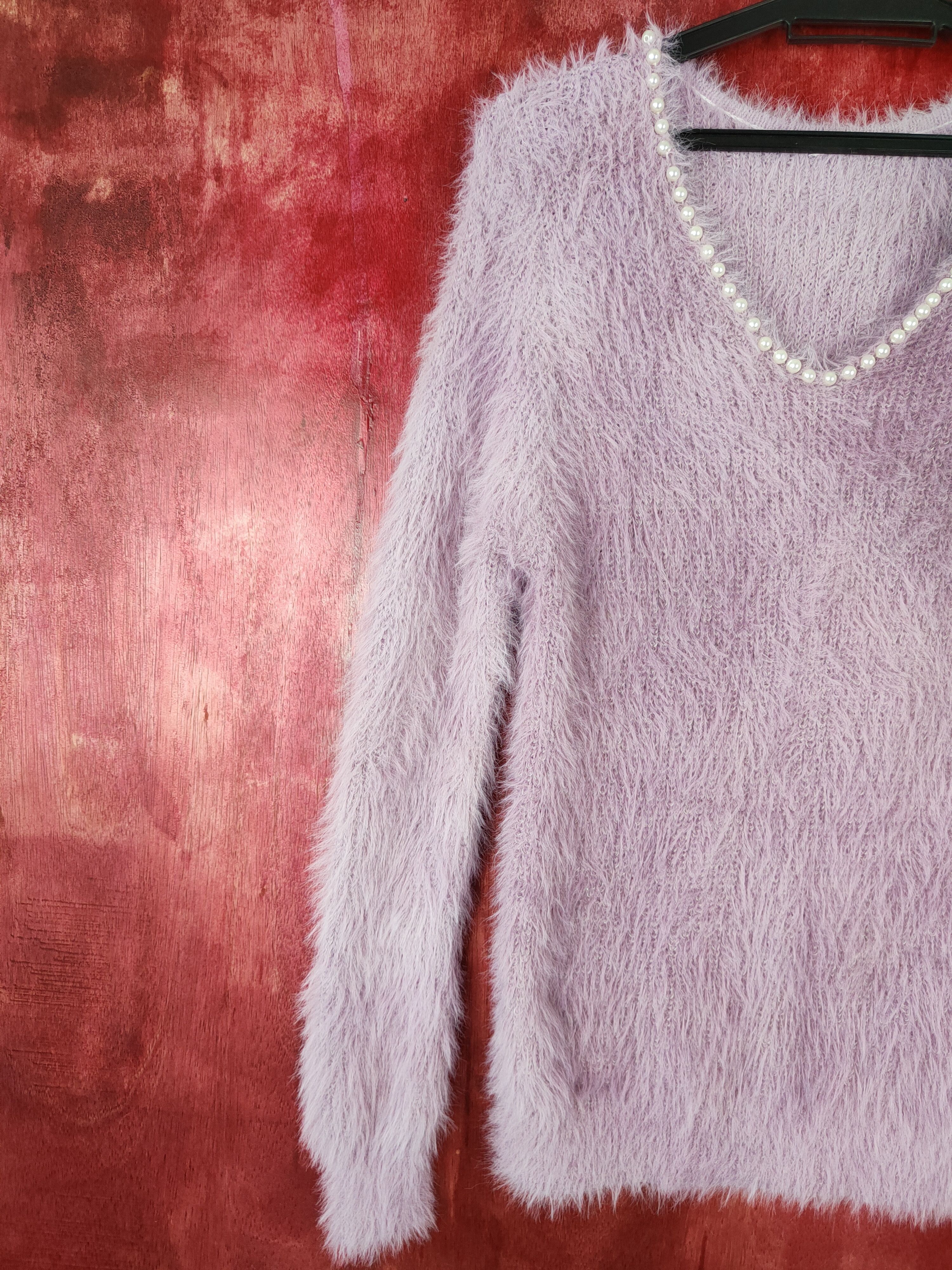 Homespun Knitwear × Japanese Brand Persodea Purple Shag Shaggy Fur Mohair Knitwear #S367 Size M / US 6-8 / IT 42-44 - 3 Thumbnail
