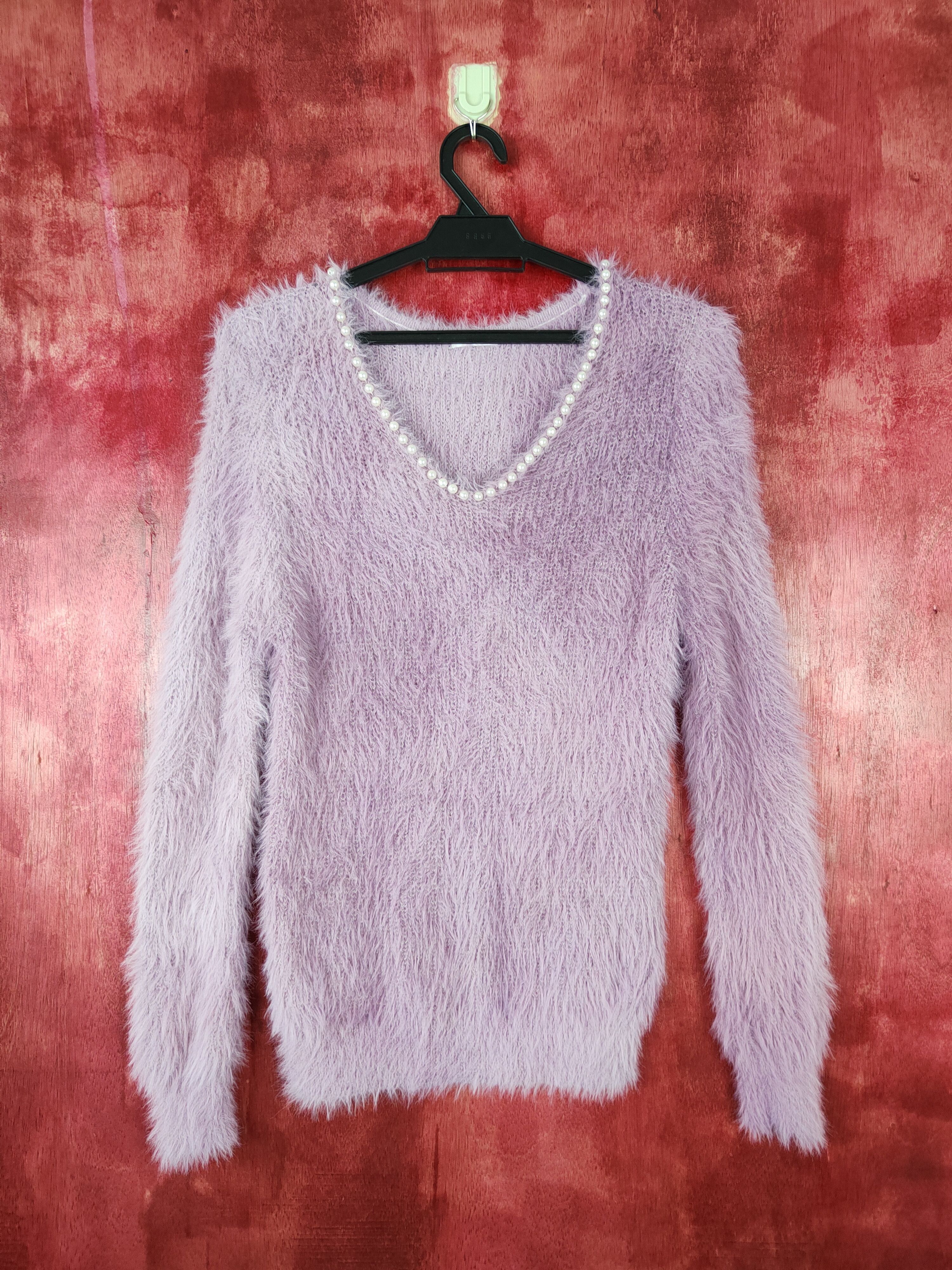 Homespun Knitwear × Japanese Brand Persodea Purple Shag Shaggy Fur Mohair Knitwear #S367 Size M / US 6-8 / IT 42-44 - 1 Thumbnail
