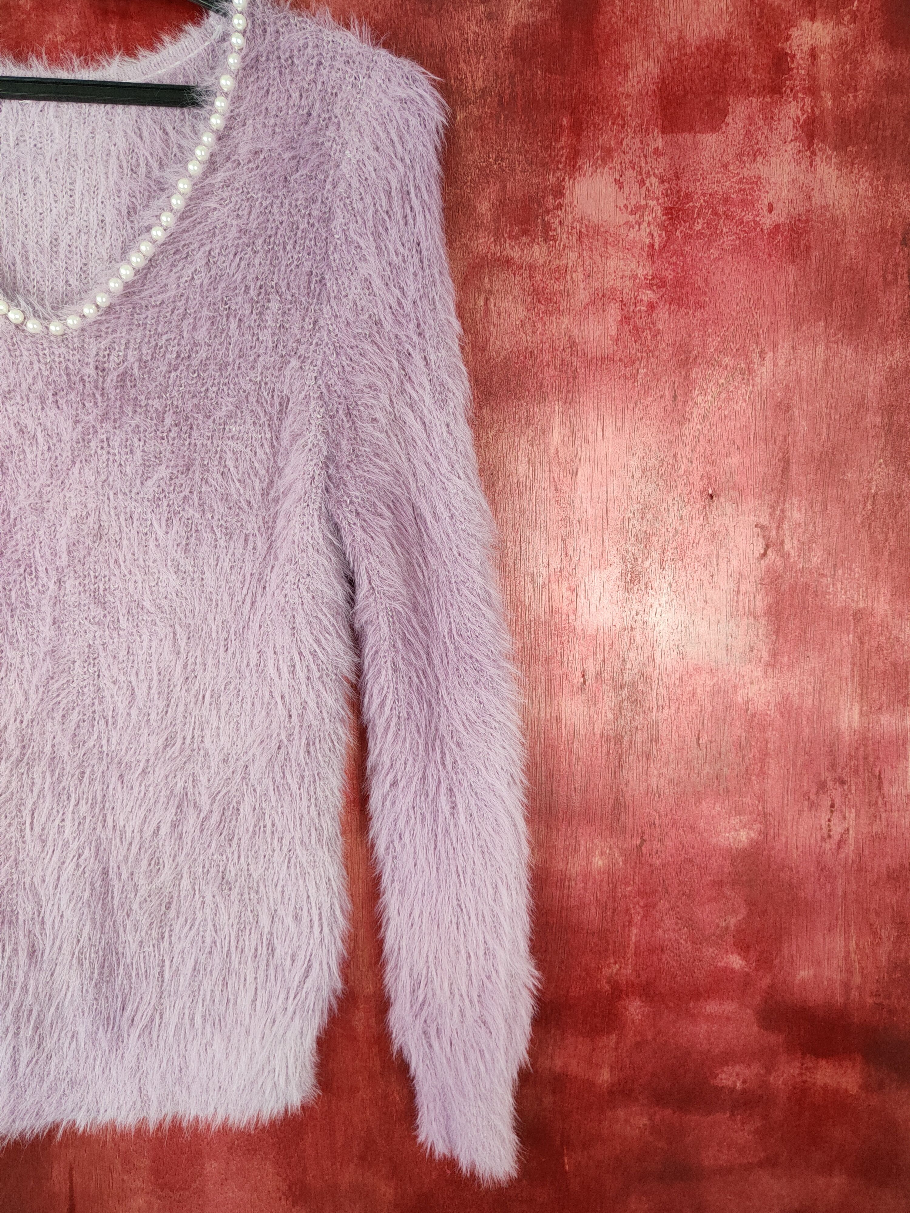Homespun Knitwear × Japanese Brand Persodea Purple Shag Shaggy Fur Mohair Knitwear #S367 Size M / US 6-8 / IT 42-44 - 4 Thumbnail