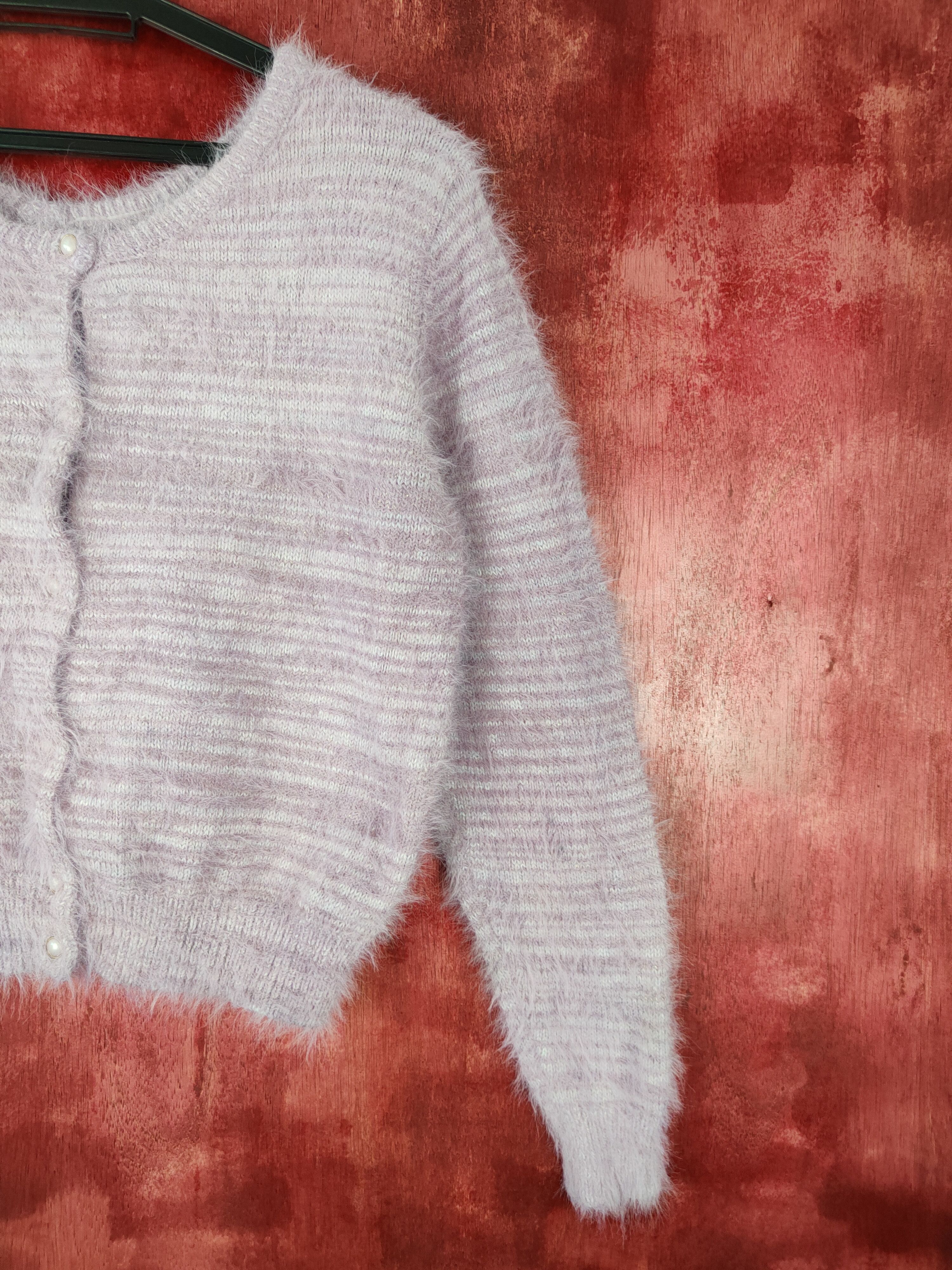 Vintage HK Works London Purple shag shaggy mohair Cardigan #S362 Size M / US 6-8 / IT 42-44 - 4 Thumbnail