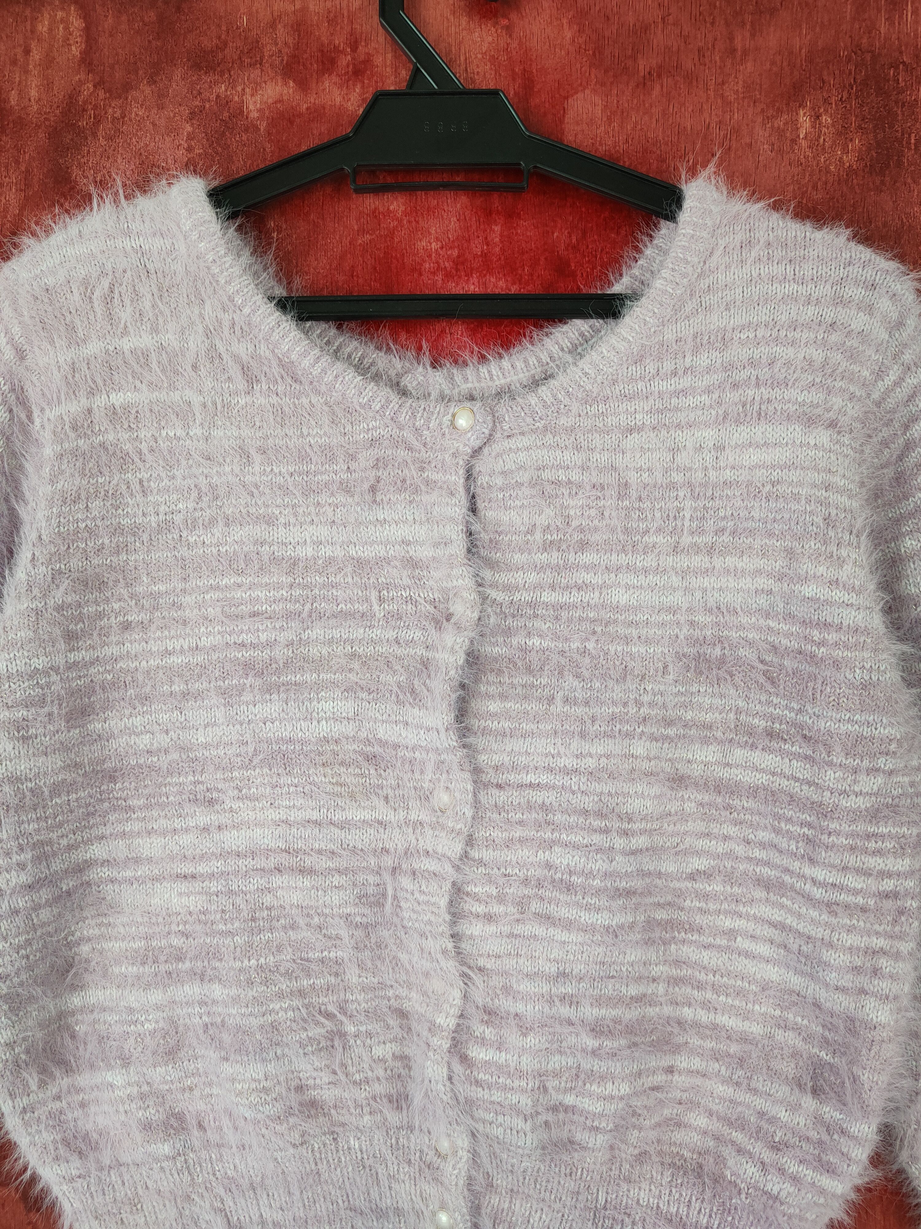 Vintage HK Works London Purple shag shaggy mohair Cardigan #S362 Size M / US 6-8 / IT 42-44 - 2 Thumbnail