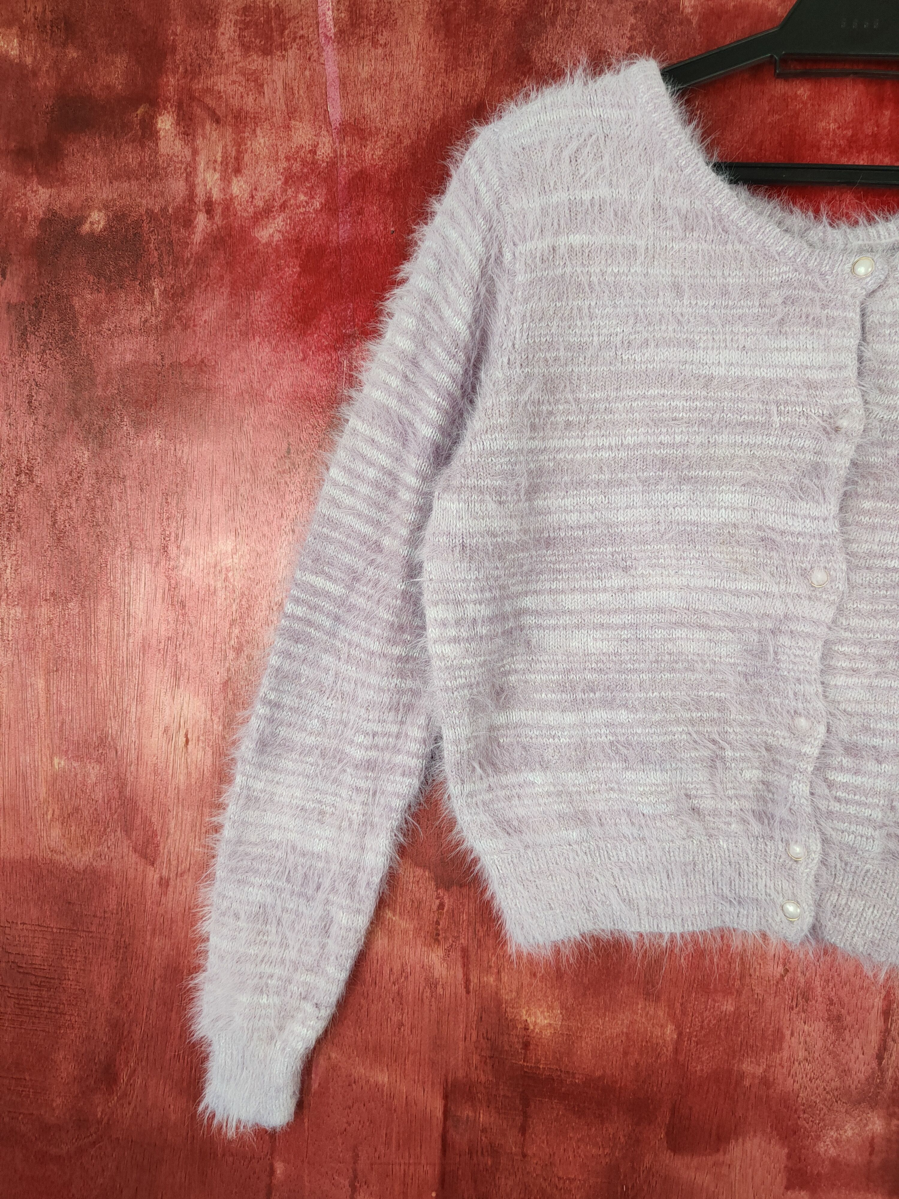 Vintage HK Works London Purple shag shaggy mohair Cardigan #S362 Size M / US 6-8 / IT 42-44 - 3 Thumbnail