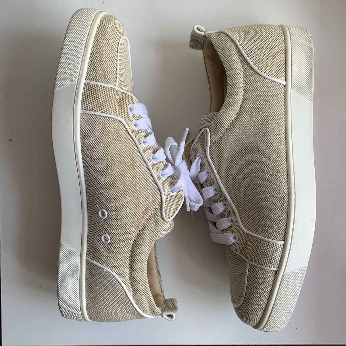 Christian Louboutin Beige Canvas Sneaker Size US 12 / EU 45 - 3 Thumbnail