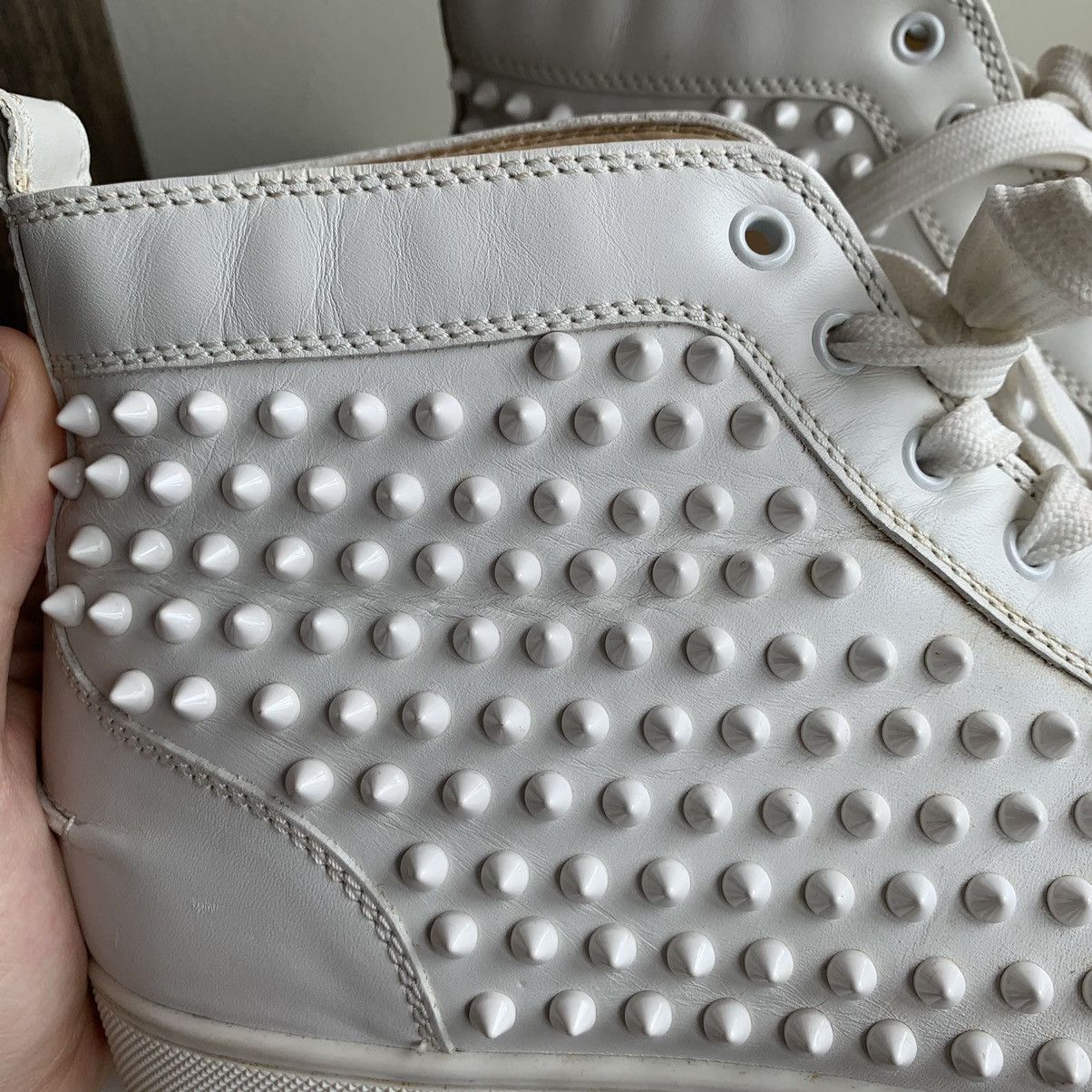 Christian Louboutin High Top White Sneakers with White Studded Toe Size US 11.5 / EU 44-45 - 17 Thumbnail