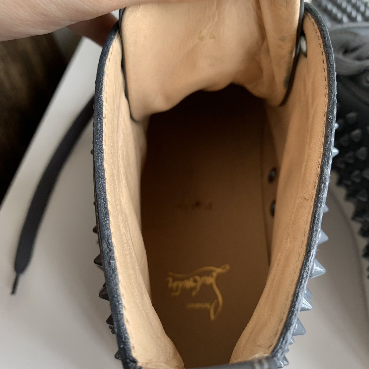 Christian Louboutin High Top Blue Sneakers with Blue Studded Toe Size US 11 / EU 44 - 9 Thumbnail