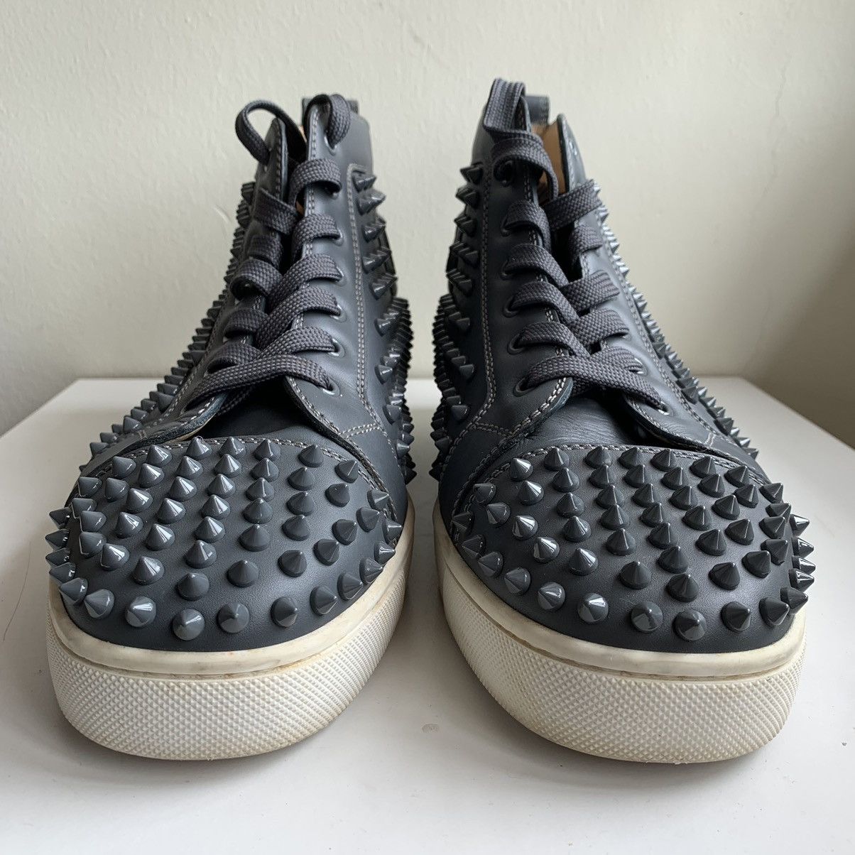 Christian Louboutin High Top Blue Sneakers with Blue Studded Toe Size US 11 / EU 44 - 2 Thumbnail