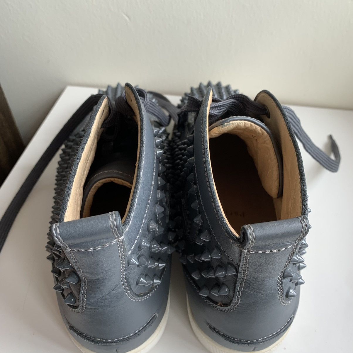 Christian Louboutin High Top Blue Sneakers with Blue Studded Toe Size US 11 / EU 44 - 7 Thumbnail