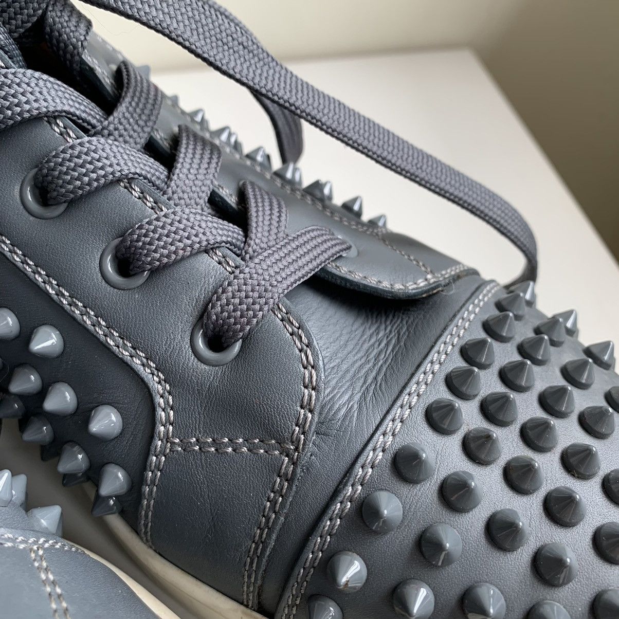 Christian Louboutin High Top Blue Sneakers with Blue Studded Toe Size US 11 / EU 44 - 16 Thumbnail