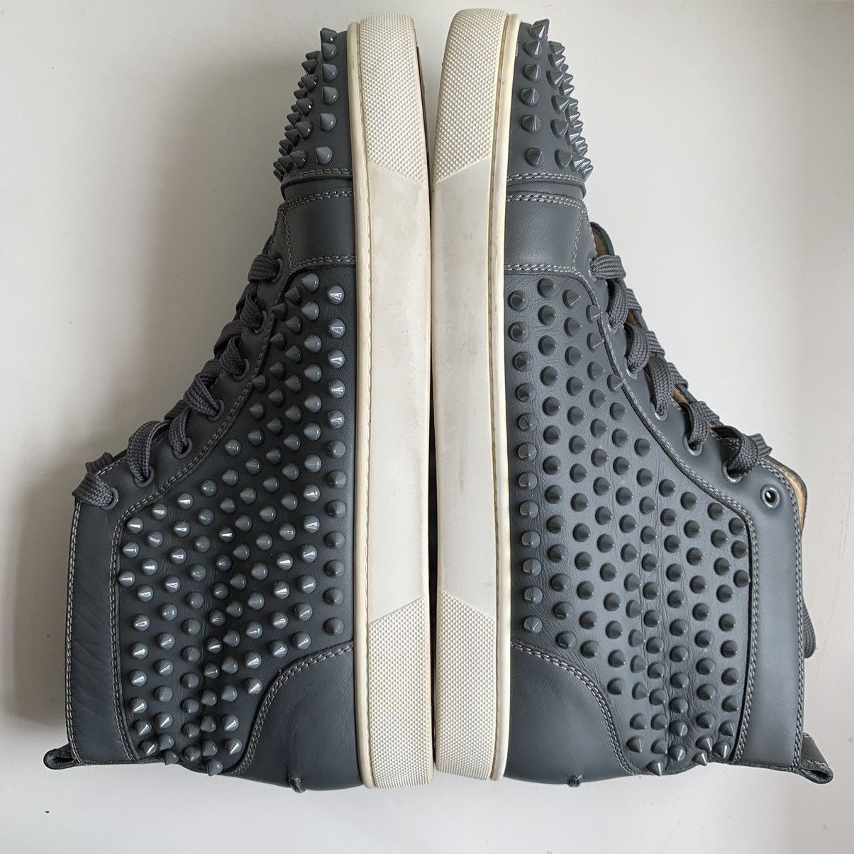 Christian Louboutin High Top Blue Sneakers with Blue Studded Toe Size US 11 / EU 44 - 11 Thumbnail