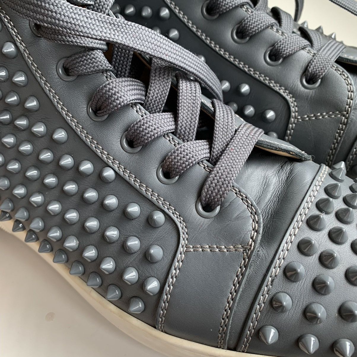 Christian Louboutin High Top Blue Sneakers with Blue Studded Toe Size US 11 / EU 44 - 15 Thumbnail