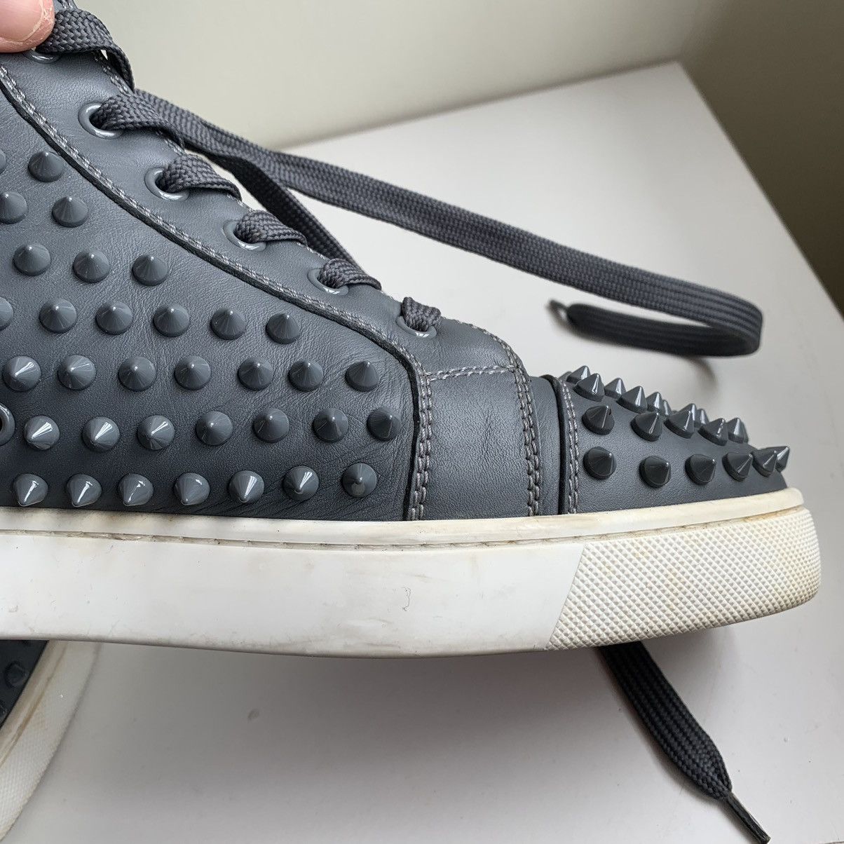 Christian Louboutin High Top Blue Sneakers with Blue Studded Toe Size US 11 / EU 44 - 19 Thumbnail