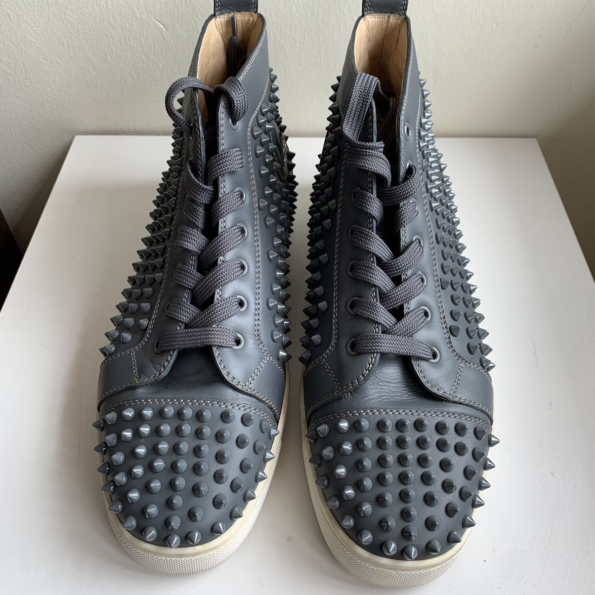 Christian Louboutin High Top Blue Sneakers with Blue Studded Toe Size US 11 / EU 44 - 3 Thumbnail