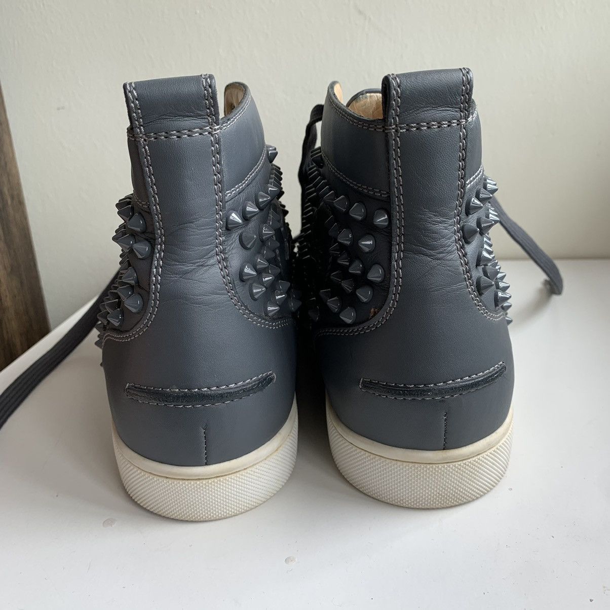 Christian Louboutin High Top Blue Sneakers with Blue Studded Toe Size US 11 / EU 44 - 6 Thumbnail