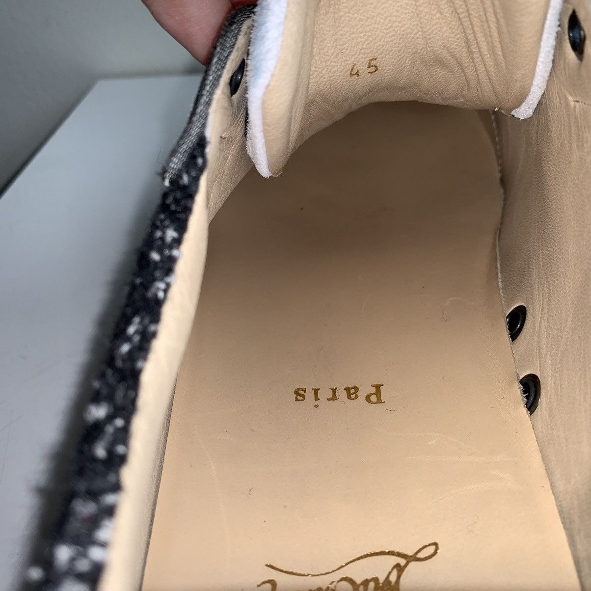 Christian Louboutin Black & White Tweed Lowtop with Toe Stud Size US 12 / EU 45 - 9 Thumbnail