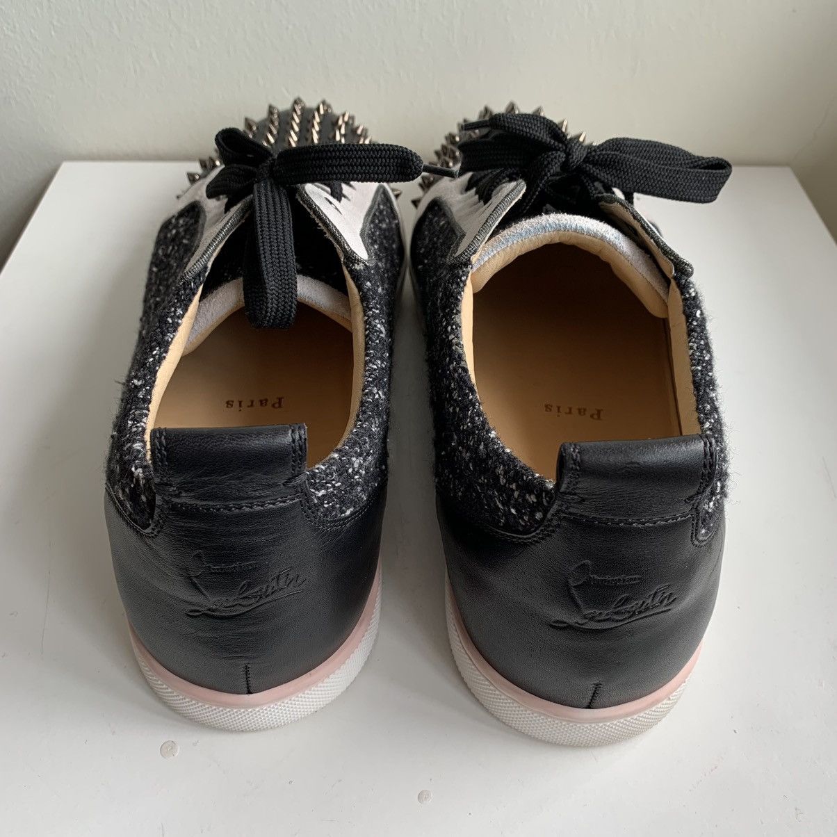 Christian Louboutin Black & White Tweed Lowtop with Toe Stud Size US 12 / EU 45 - 5 Thumbnail