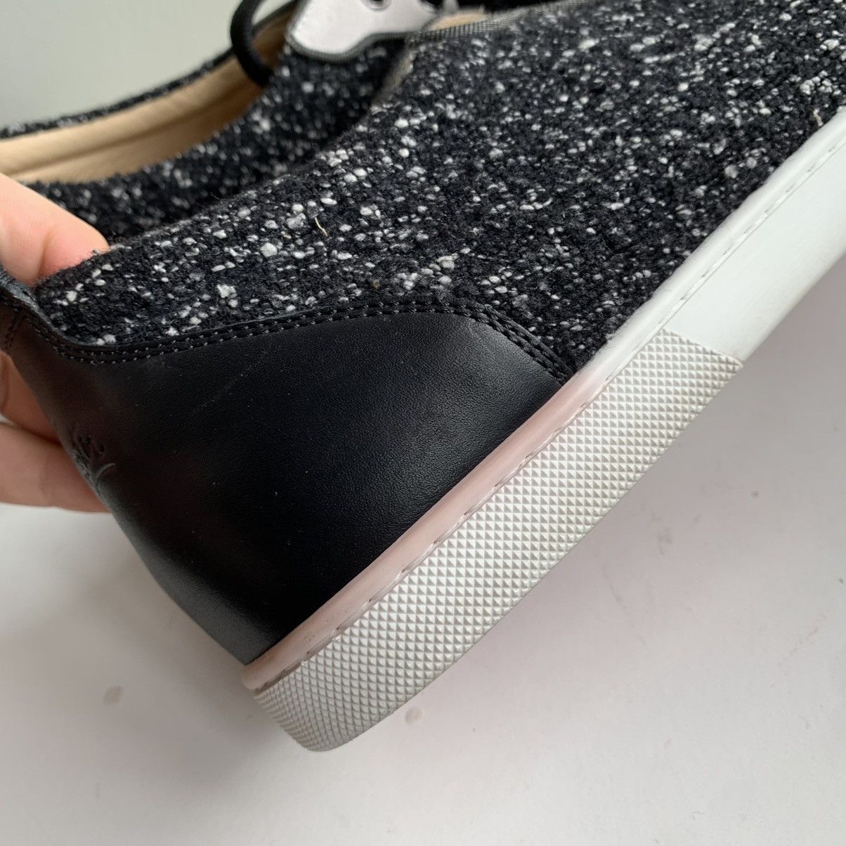 Christian Louboutin Black & White Tweed Lowtop with Toe Stud Size US 12 / EU 45 - 12 Thumbnail