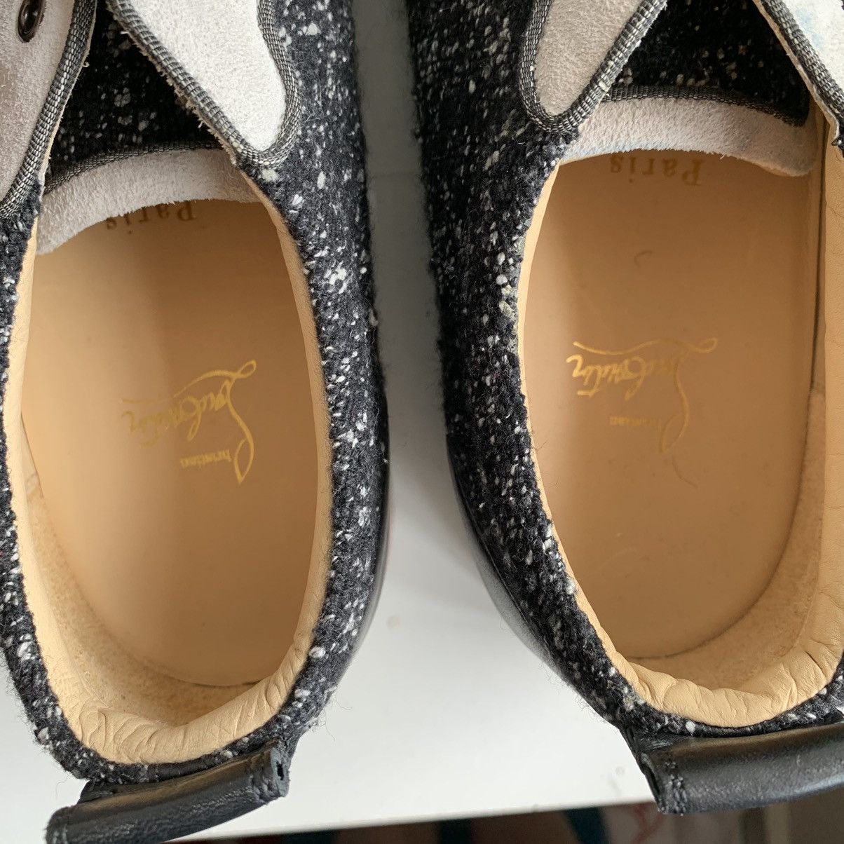 Christian Louboutin Black & White Tweed Lowtop with Toe Stud Size US 12 / EU 45 - 7 Thumbnail
