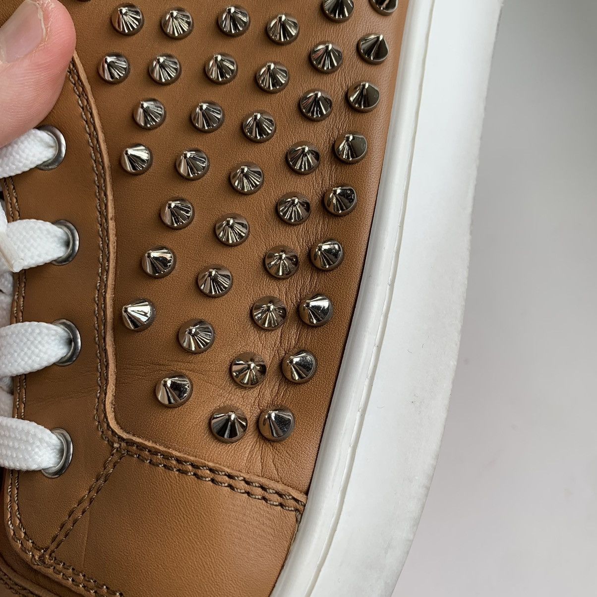 Christian Louboutin High Top Brown Sneakers with Silver Studs Size US 12 / EU 45 - 16 Thumbnail