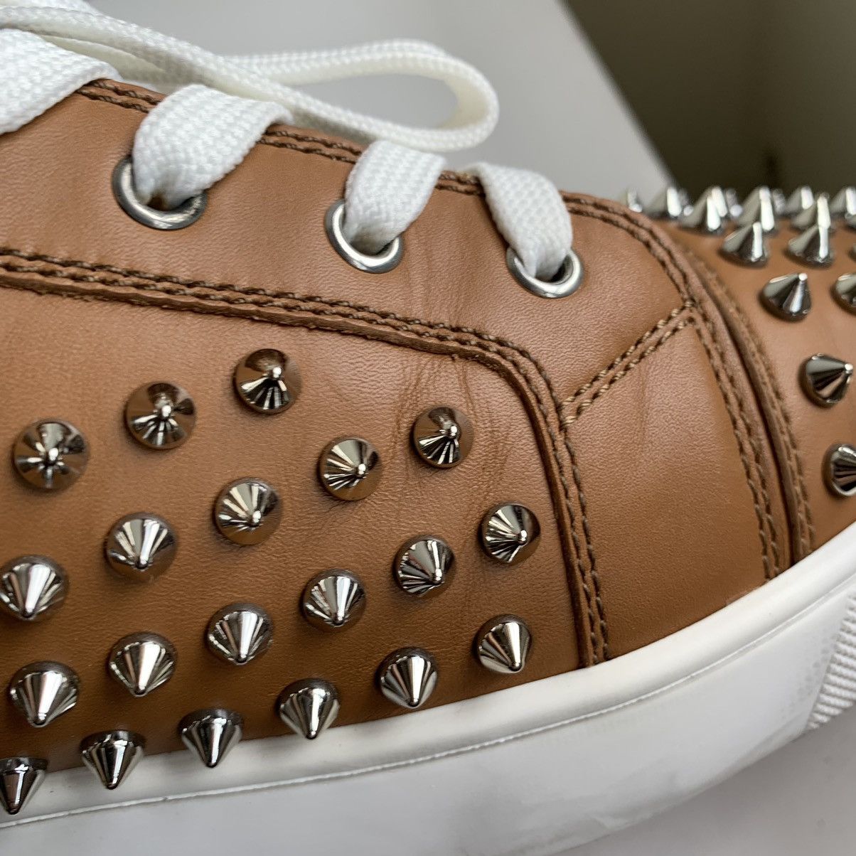 Christian Louboutin High Top Brown Sneakers with Silver Studs Size US 12 / EU 45 - 15 Thumbnail