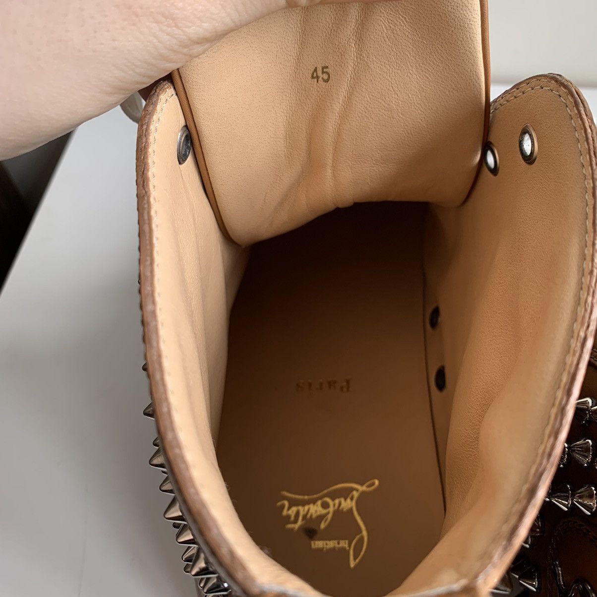 Christian Louboutin High Top Brown Sneakers with Silver Studs Size US 12 / EU 45 - 7 Thumbnail