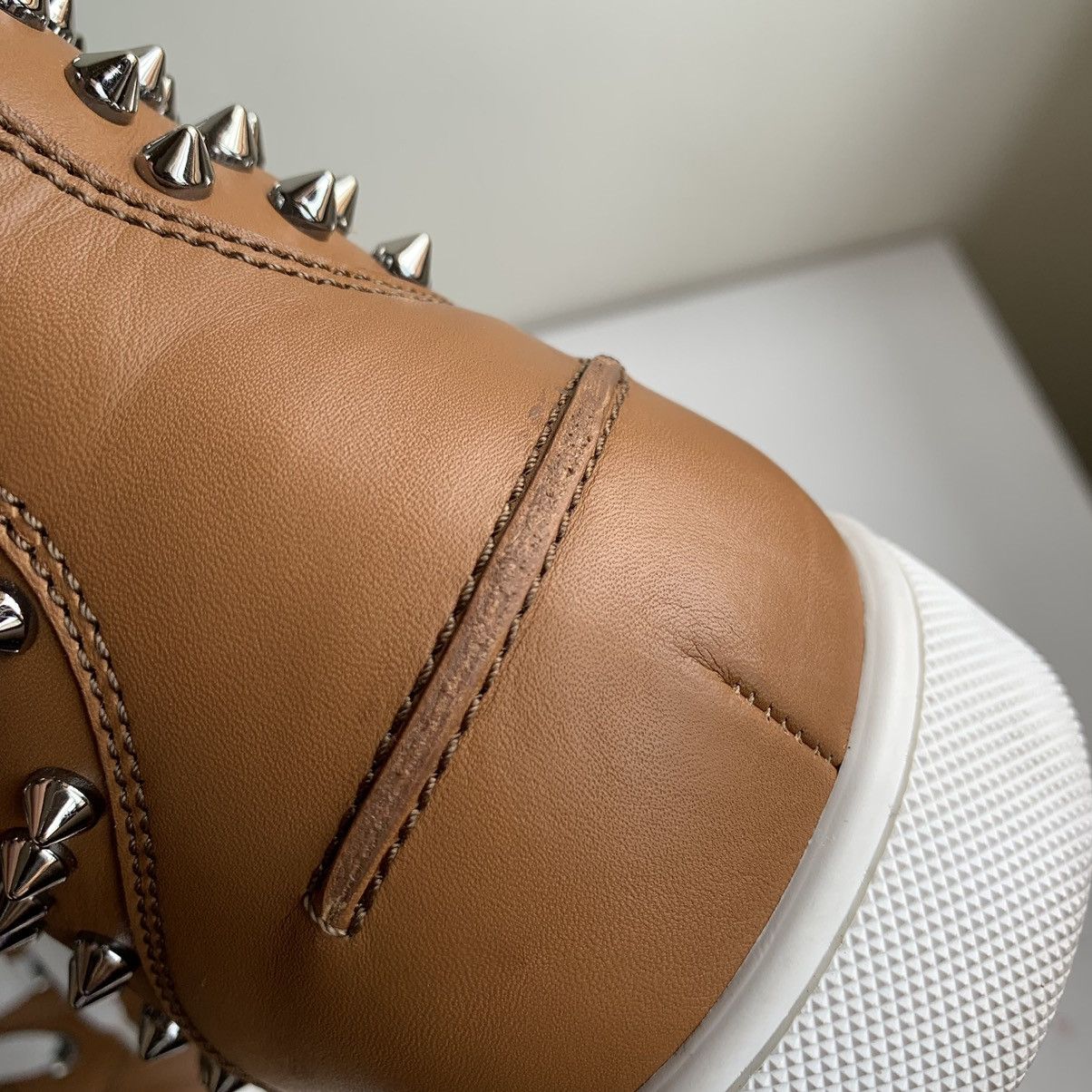Christian Louboutin High Top Brown Sneakers with Silver Studs Size US 12 / EU 45 - 17 Thumbnail