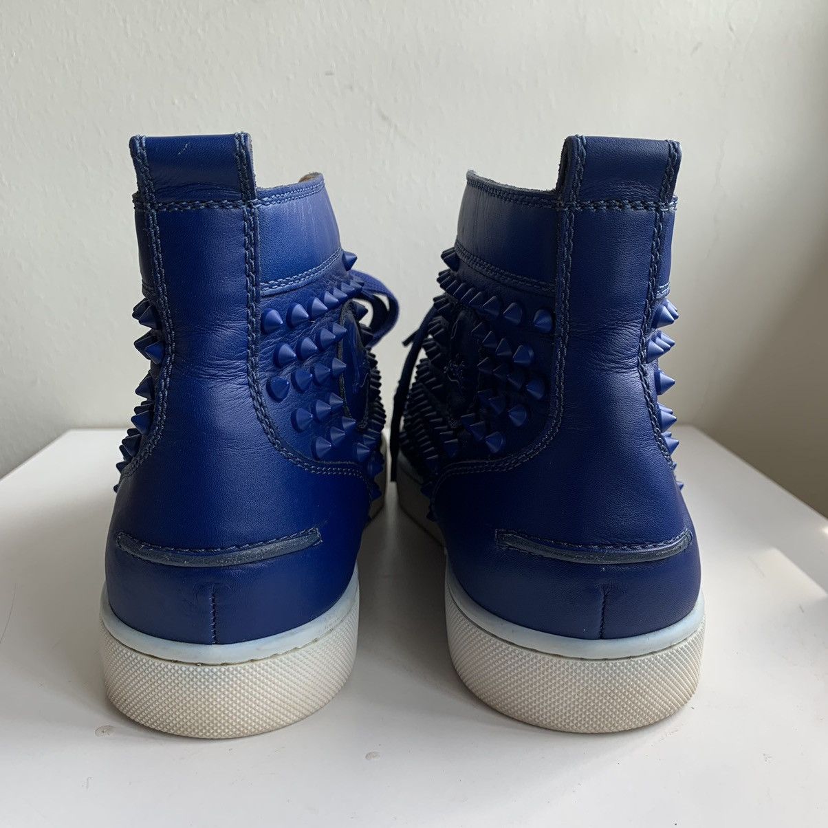 Christian Louboutin High Top Blue Sneakers with Blue Studded Toe Size US 11 / EU 44 - 6 Thumbnail
