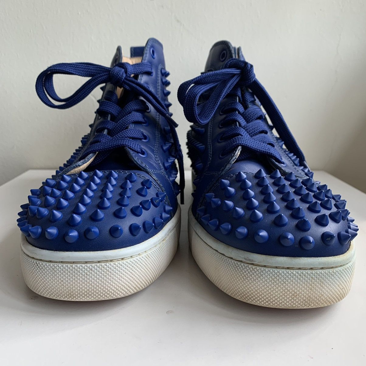 Christian Louboutin High Top Blue Sneakers with Blue Studded Toe Size US 11 / EU 44 - 2 Thumbnail