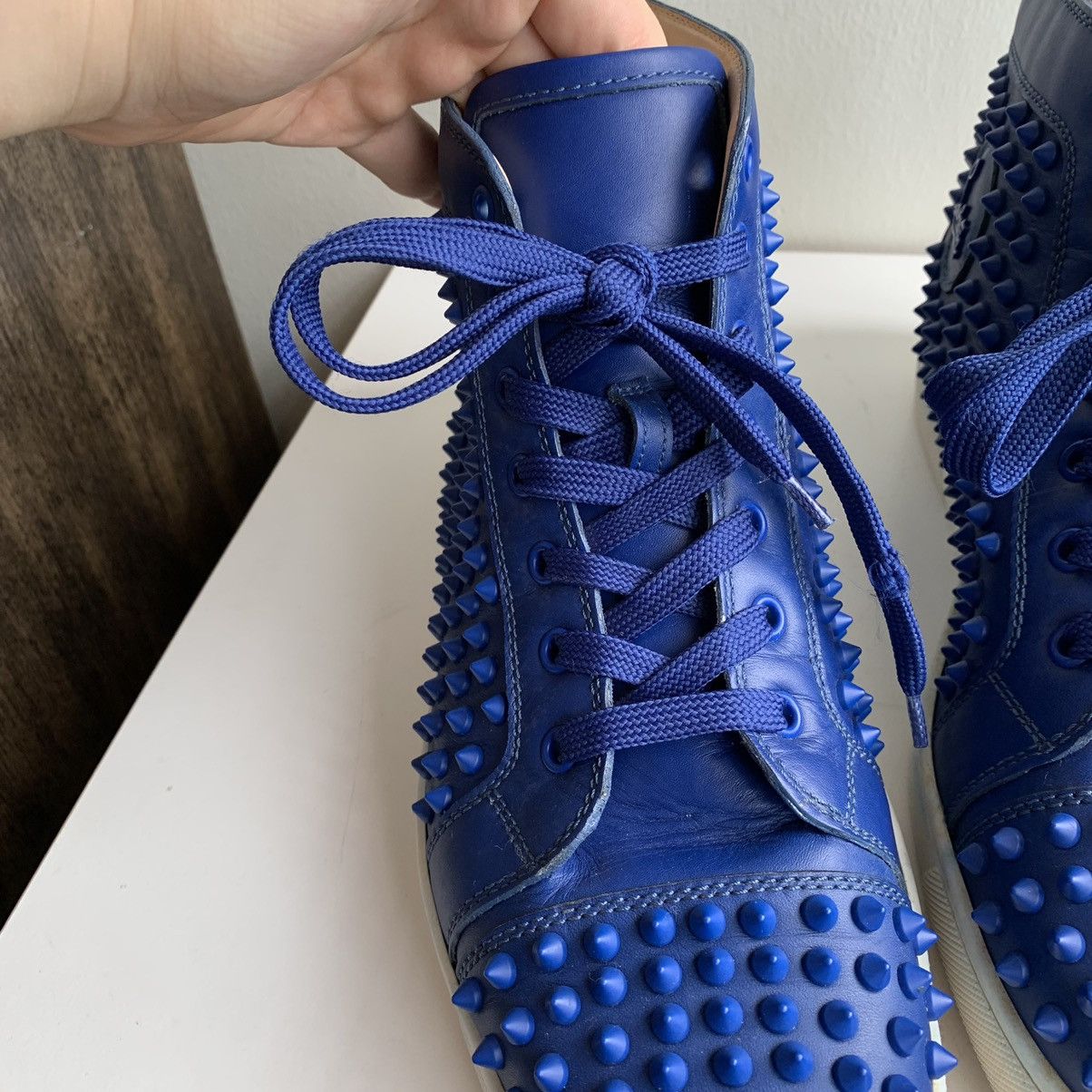 Christian Louboutin High Top Blue Sneakers with Blue Studded Toe Size US 11 / EU 44 - 4 Thumbnail