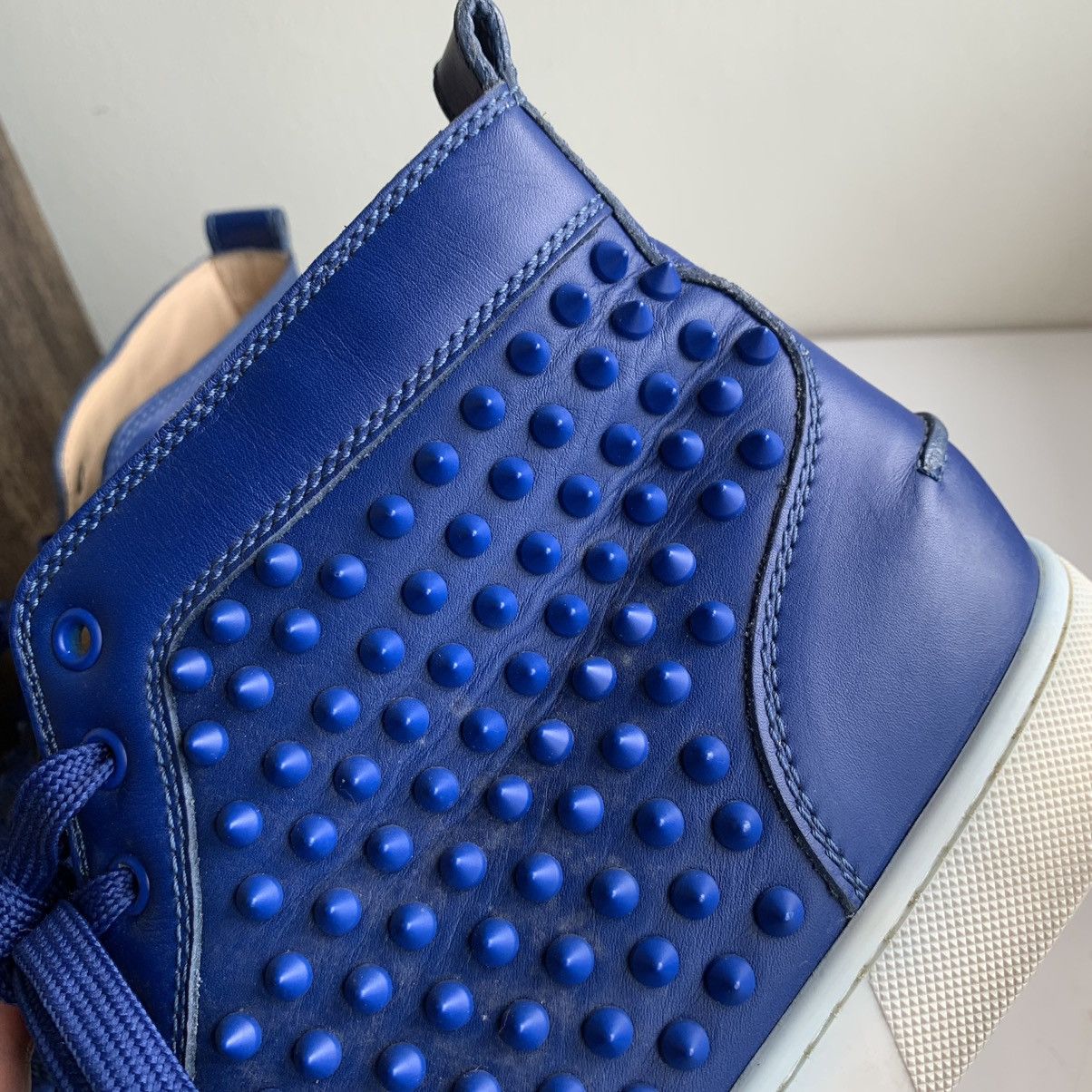 Christian Louboutin High Top Blue Sneakers with Blue Studded Toe Size US 11 / EU 44 - 19 Thumbnail