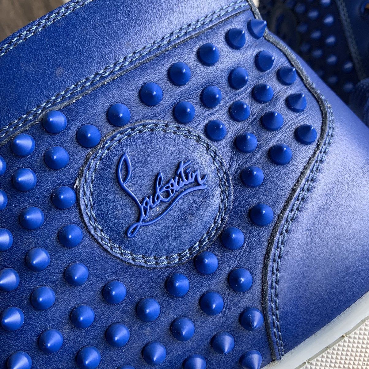 Christian Louboutin High Top Blue Sneakers with Blue Studded Toe Size US 11 / EU 44 - 17 Thumbnail
