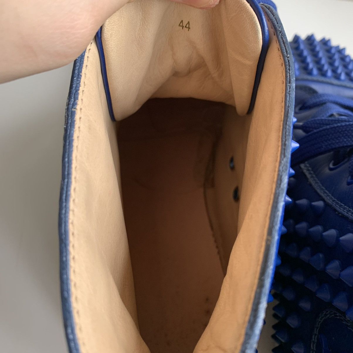 Christian Louboutin High Top Blue Sneakers with Blue Studded Toe Size US 11 / EU 44 - 9 Thumbnail