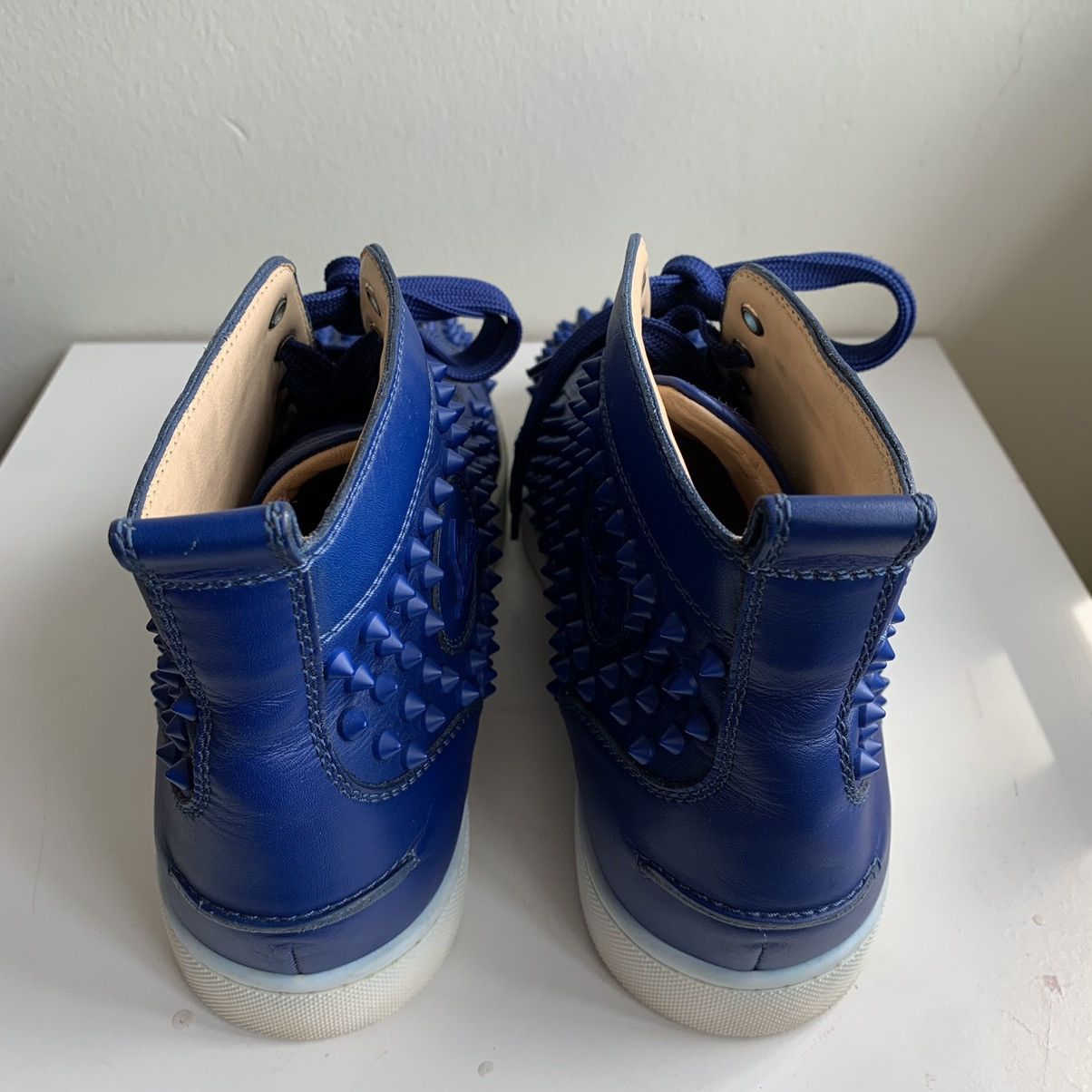 Christian Louboutin High Top Blue Sneakers with Blue Studded Toe Size US 11 / EU 44 - 7 Thumbnail