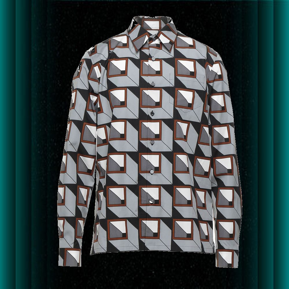 image of Prada Button Up Shirt In Grey, Men's (Size Medium)