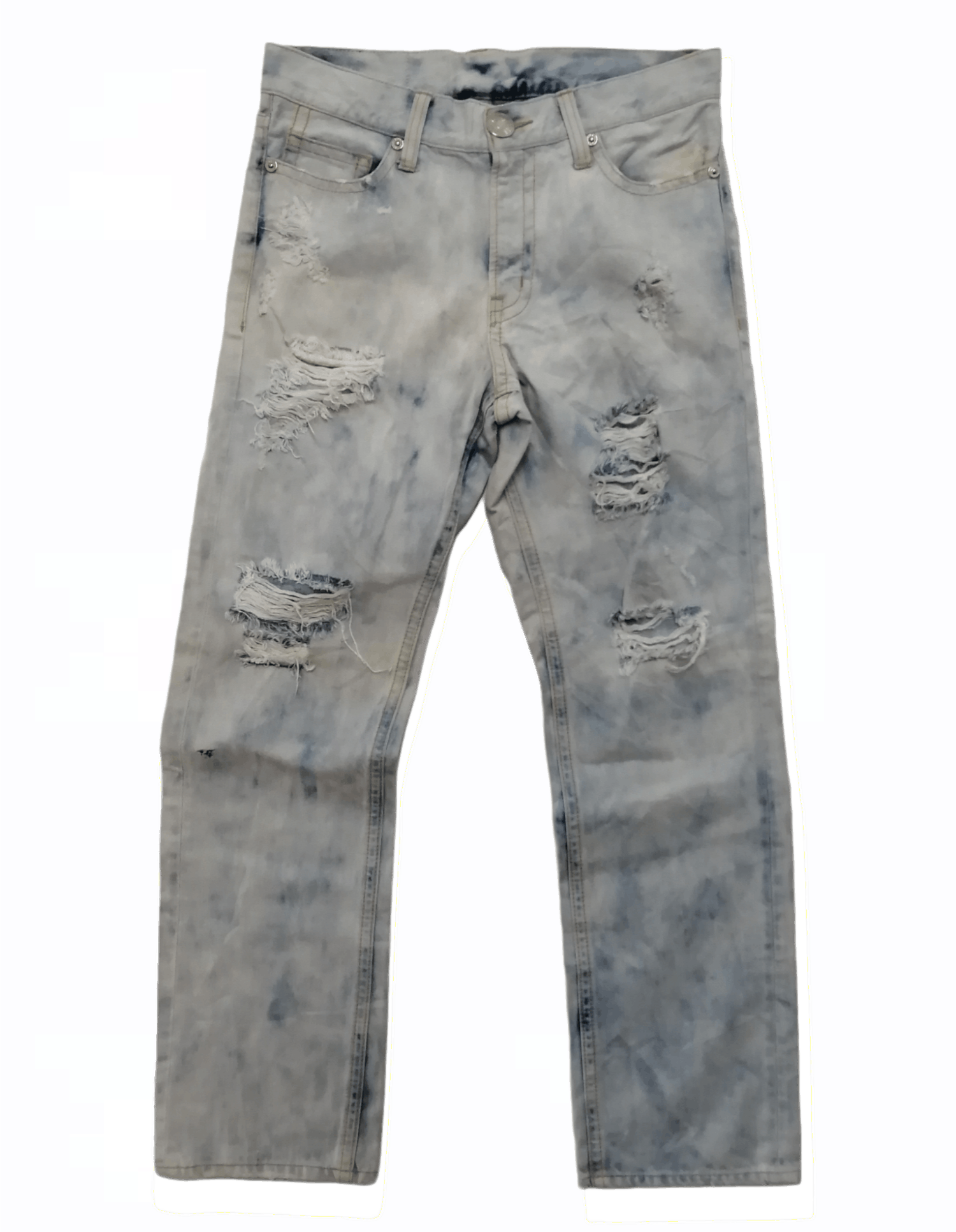 image of Distressed Denim x Hysteric Glamour Co&lu Acid Wash Distressed Jeans in Acid Blue, Men's (Size 34)