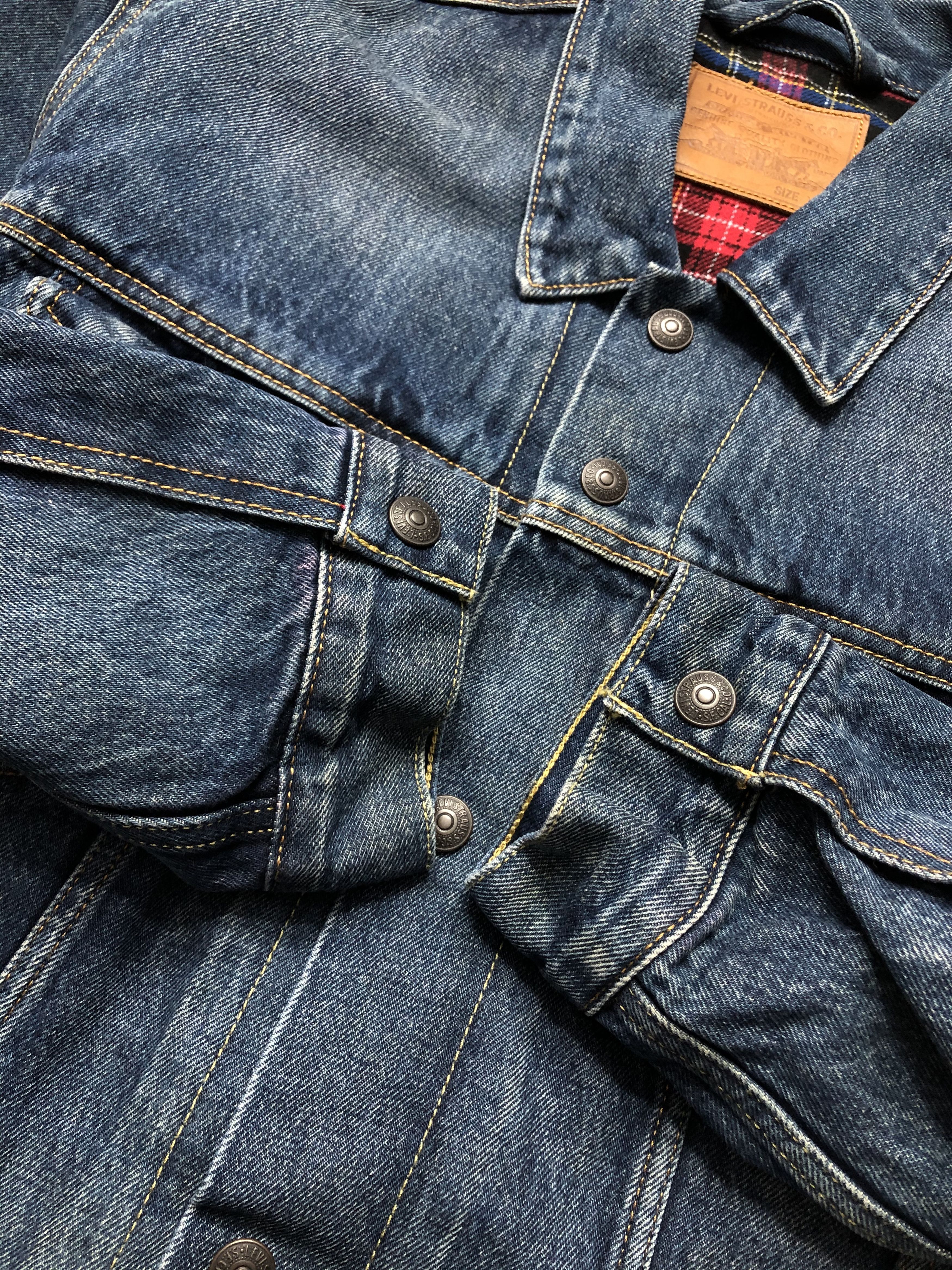 Levi's Levi's Big E Premium Denim Plaid Lined Mens Jacket Size US XL / EU 56 / 4 - 4 Thumbnail