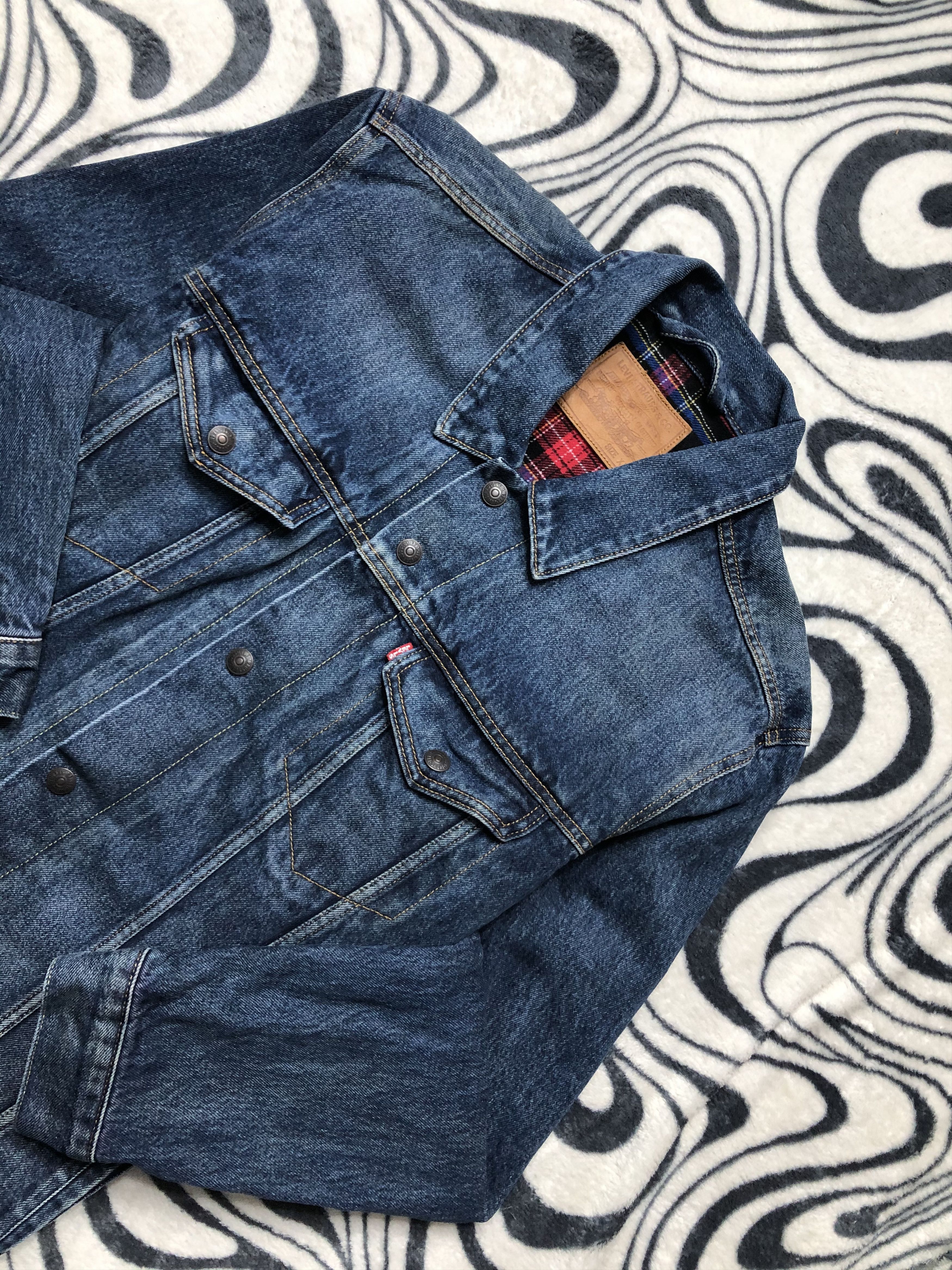 Levi's Levi's Big E Premium Denim Plaid Lined Mens Jacket Size US XL / EU 56 / 4 - 2 Thumbnail