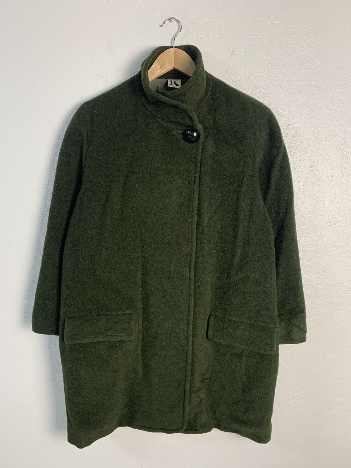 image of Krizia Uomo Krizia Wool Coat Jacket in Green, Women's (Size Medium)