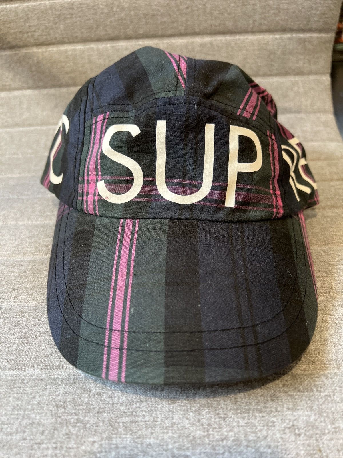 Supreme Vintage Supreme 5 panel hat green plaid Grailed