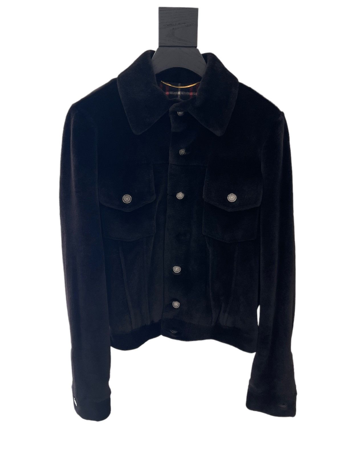 Saint Laurent Shearling Mink Oversized Denim Jacket